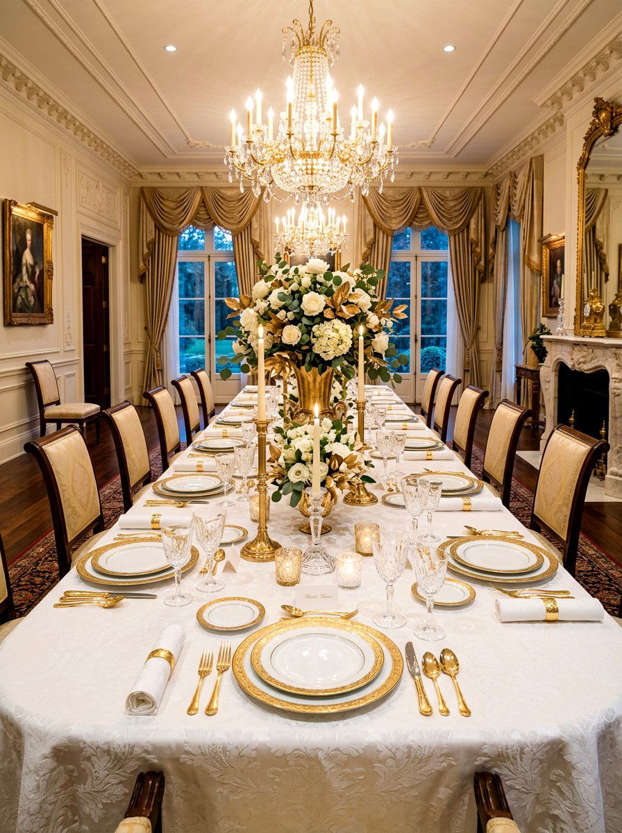 Gold And White Formal Dining - 30 holiday dining table ideas