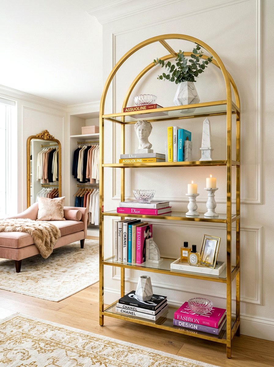 Gold Arched Bookshelf - 30 arched bookshelf ideas