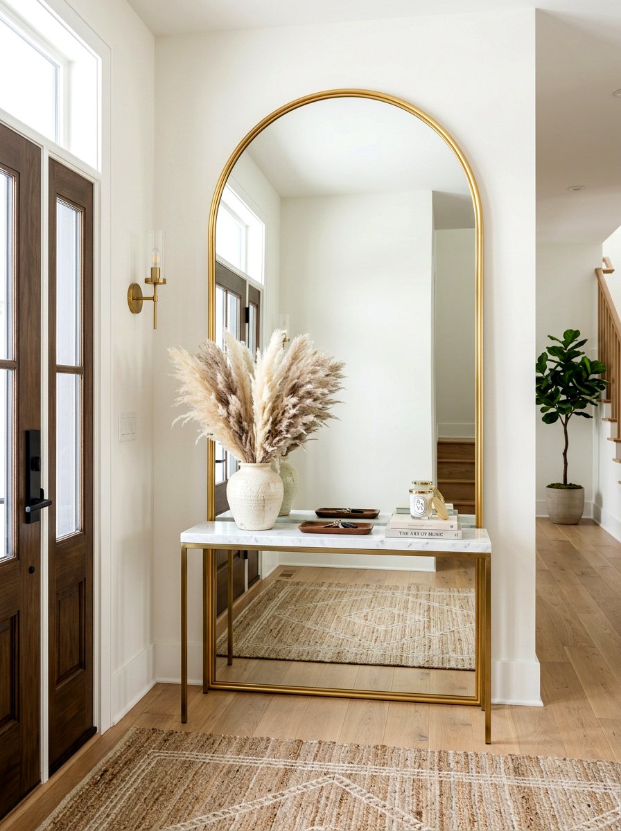 Gold Arched Mirror Entryway - 30 arched foyer mirror ideas