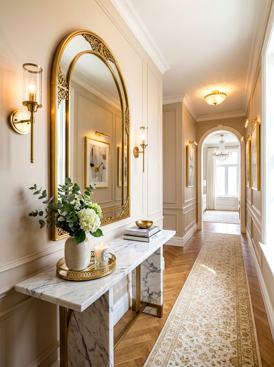 Gold Arched Mirror Hallway - 30 arched mirror hallway ideas