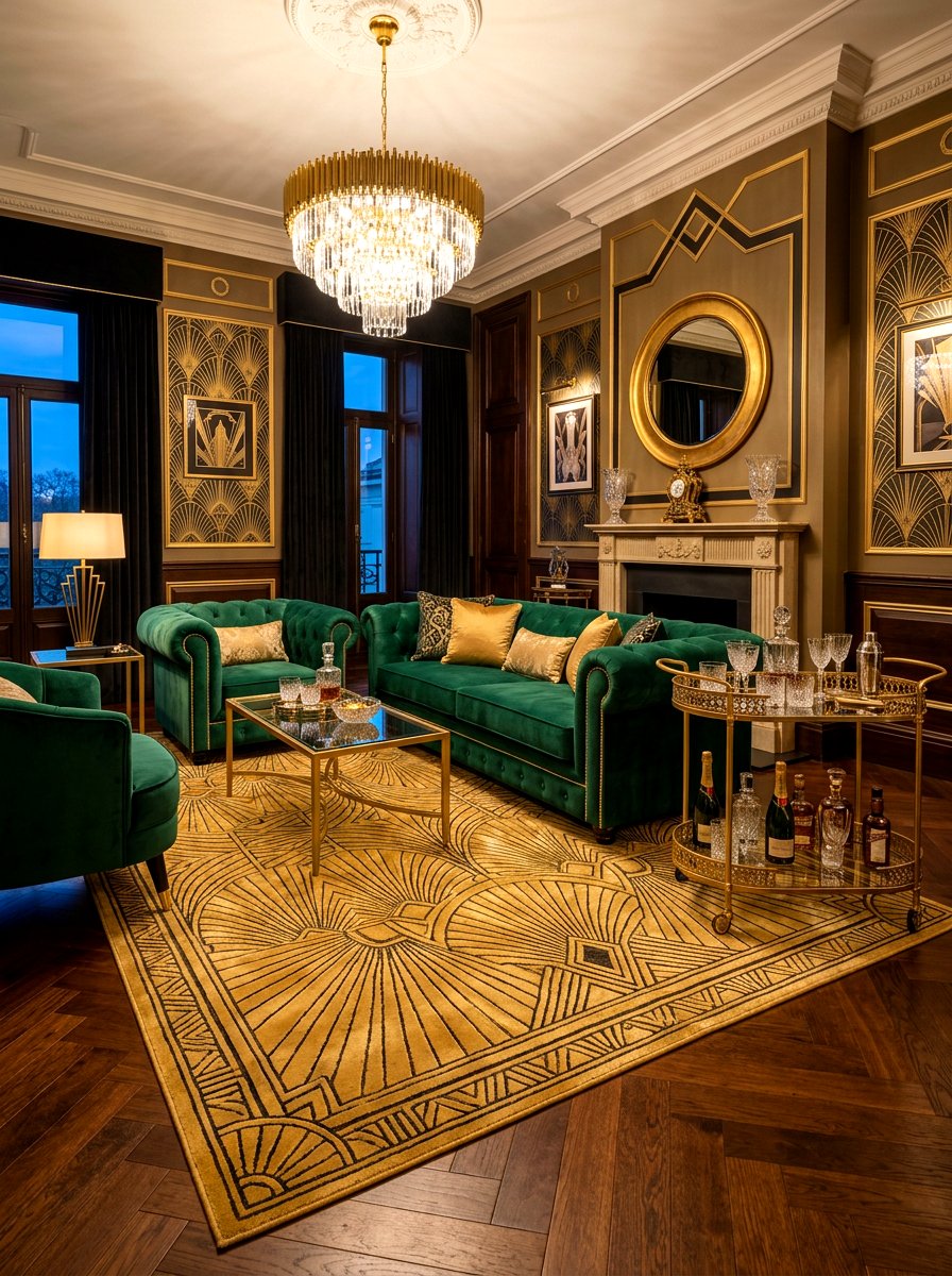 Gold Art Deco Rug - 30 statement rug ideas