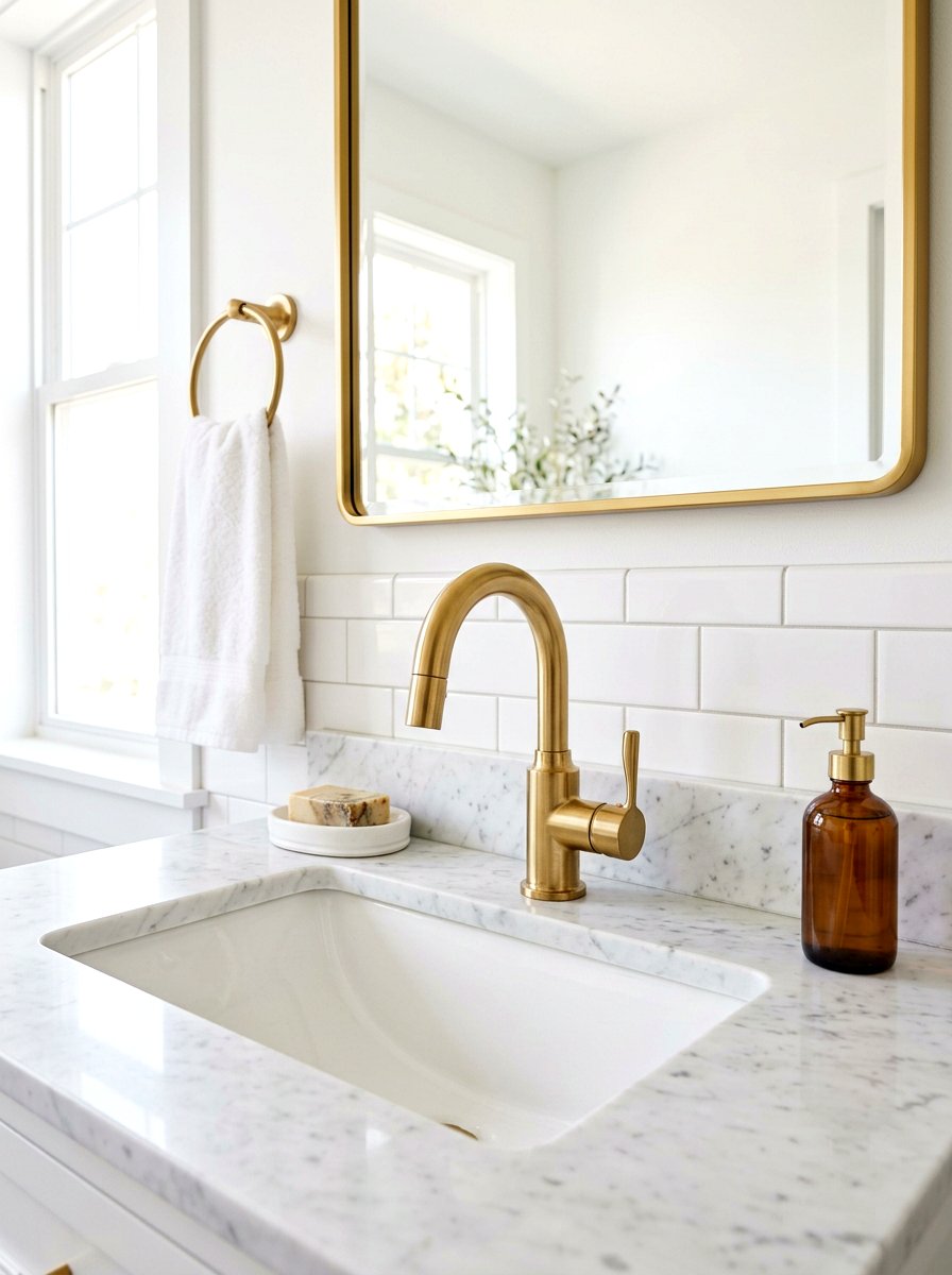 Gold Bathroom Faucet - 30 TikTok bathroom decor ideas