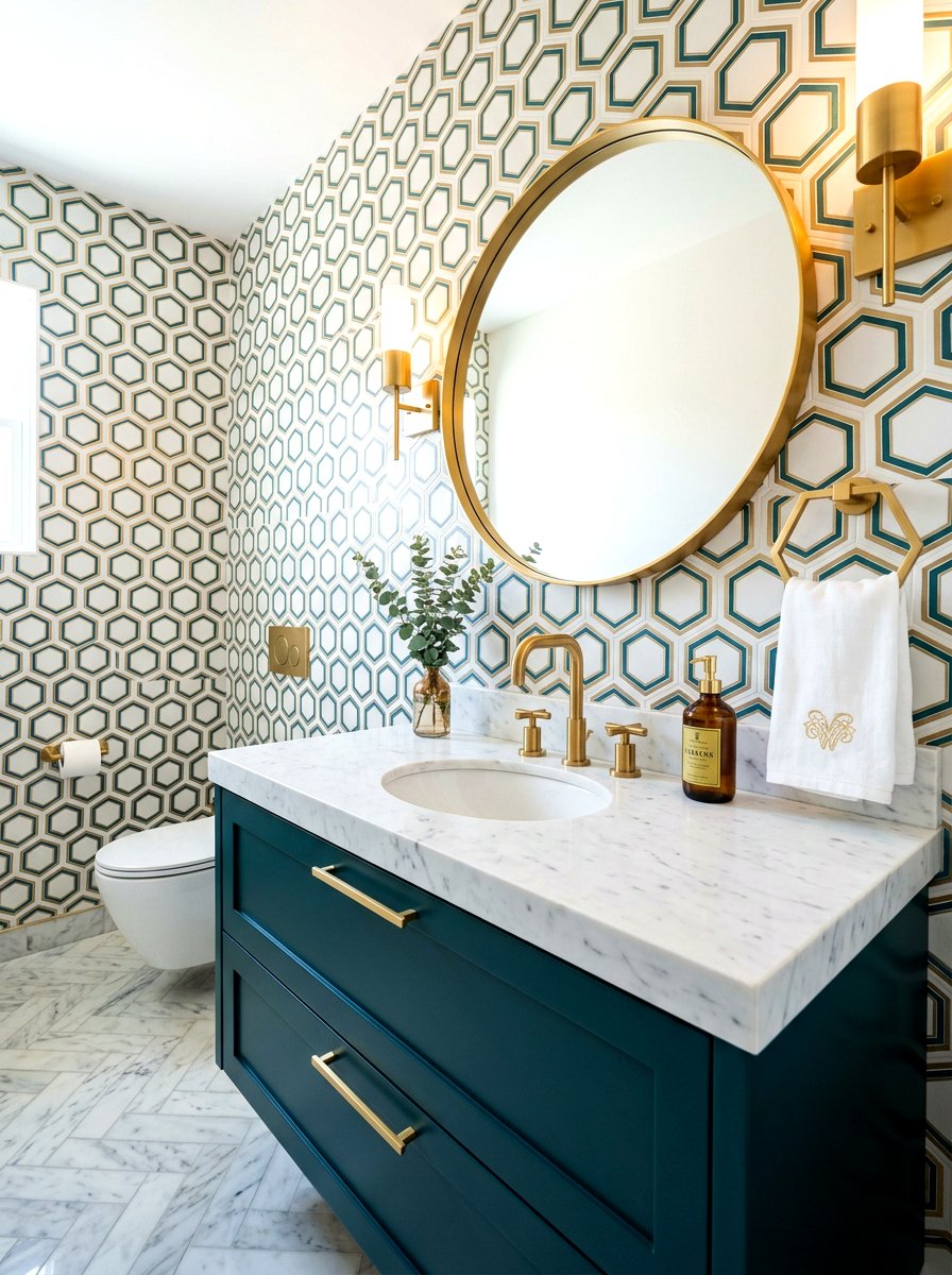 Gold Bathroom Hardware - 30 deep teal powder room ideas