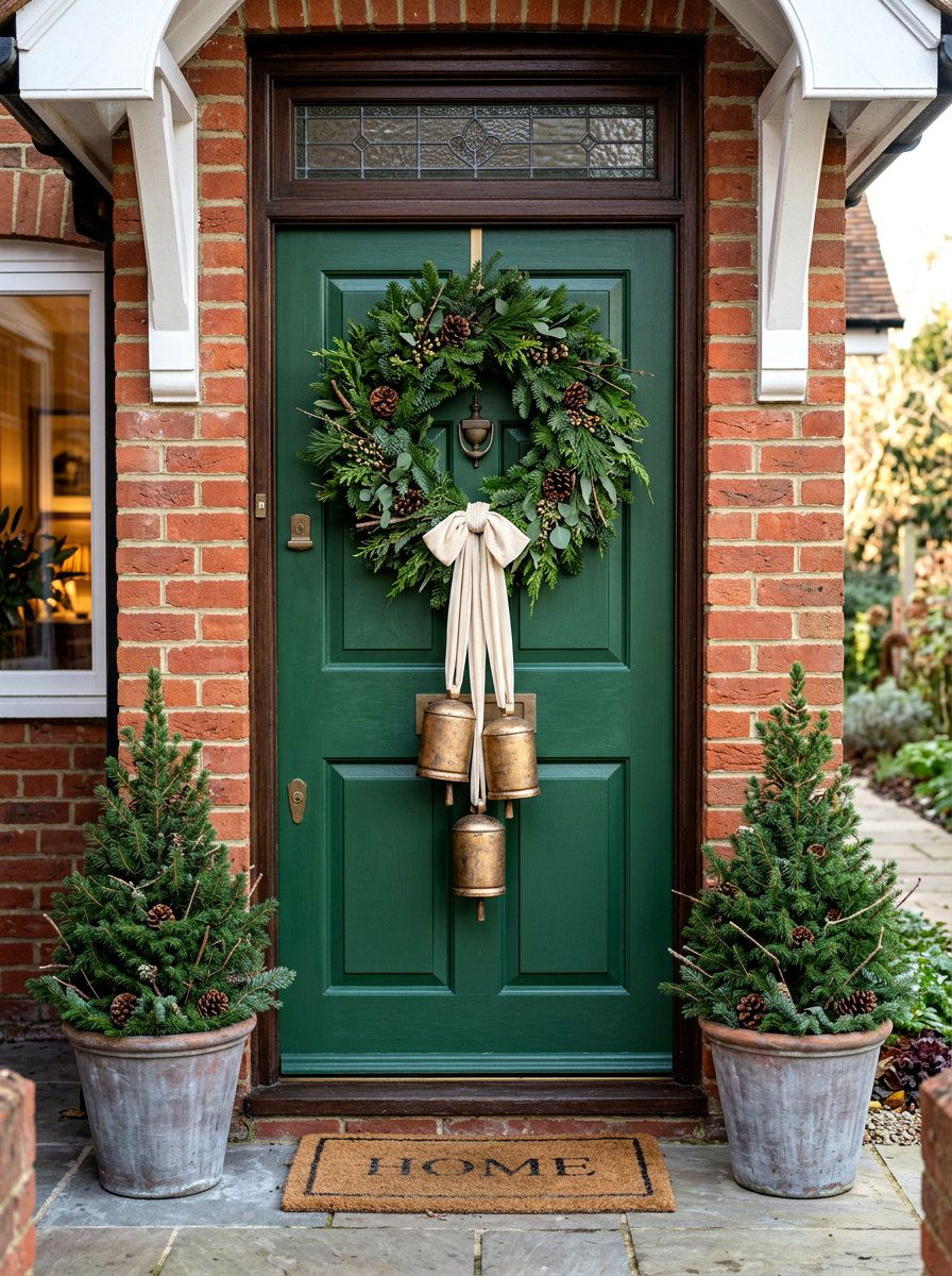 Gold Bell Wreath - 30 winter wreath ideas