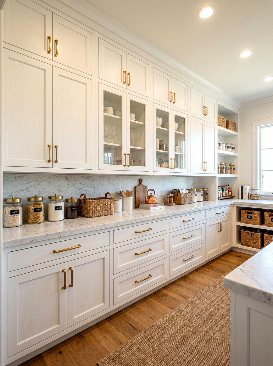 Gold Cabinet Hardware - 30 bakery style pantry ideas