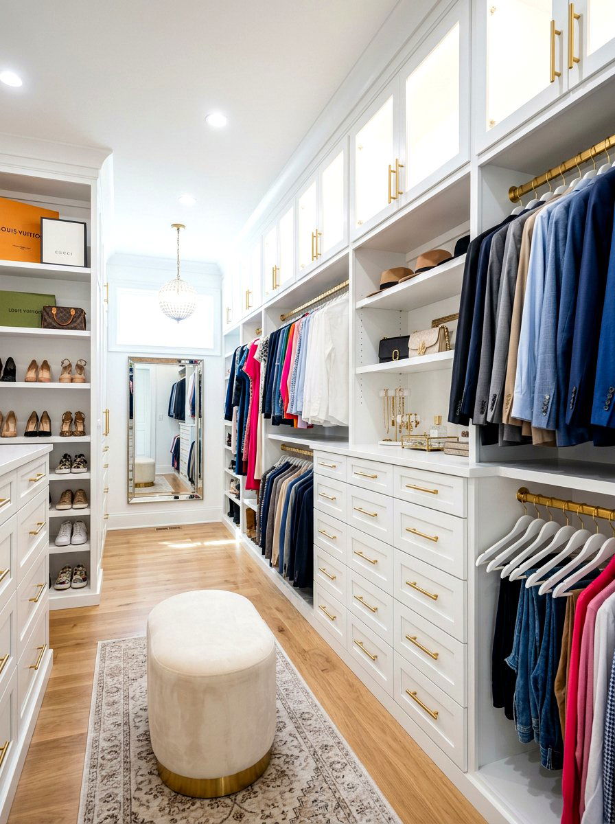 Gold Cabinet Hardware - 30 boutique closet ideas