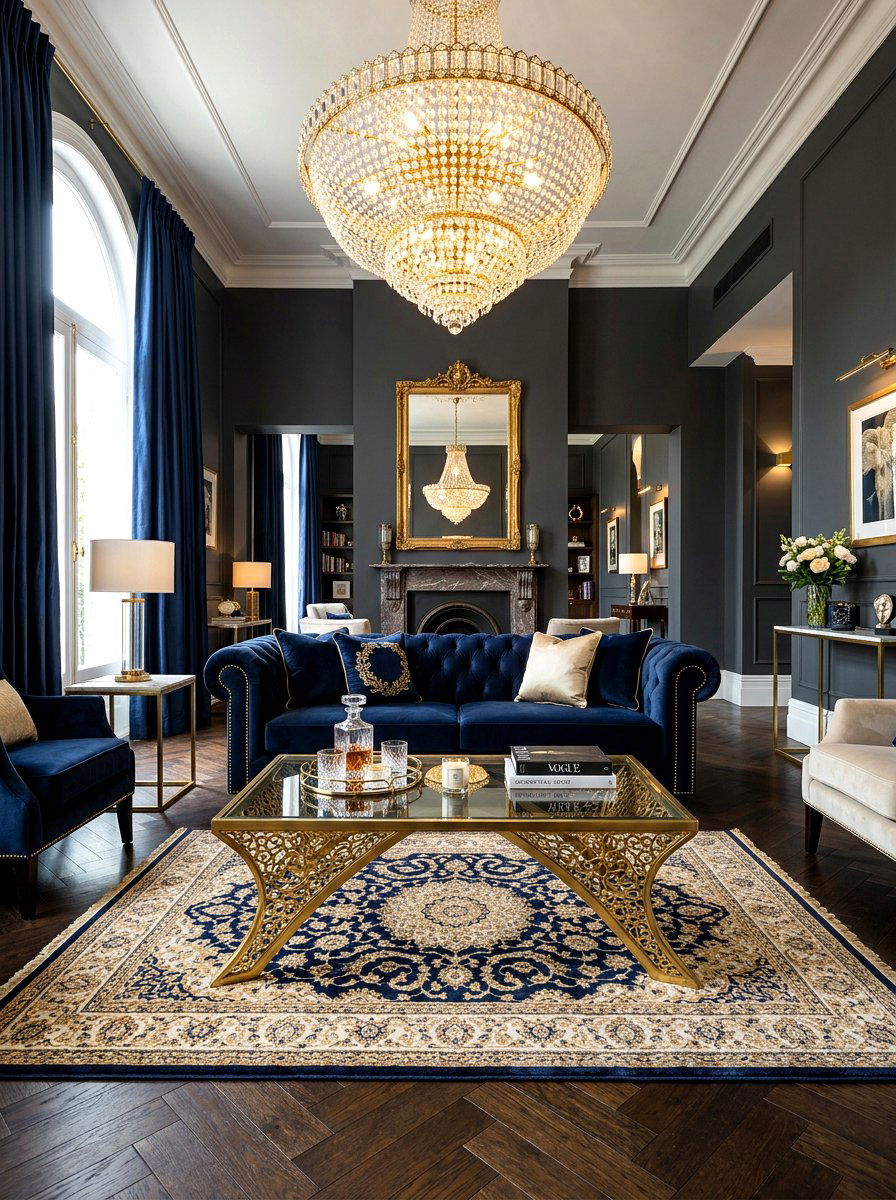 Gold Coffee Table - 30 moody hotel lobby living room ideas