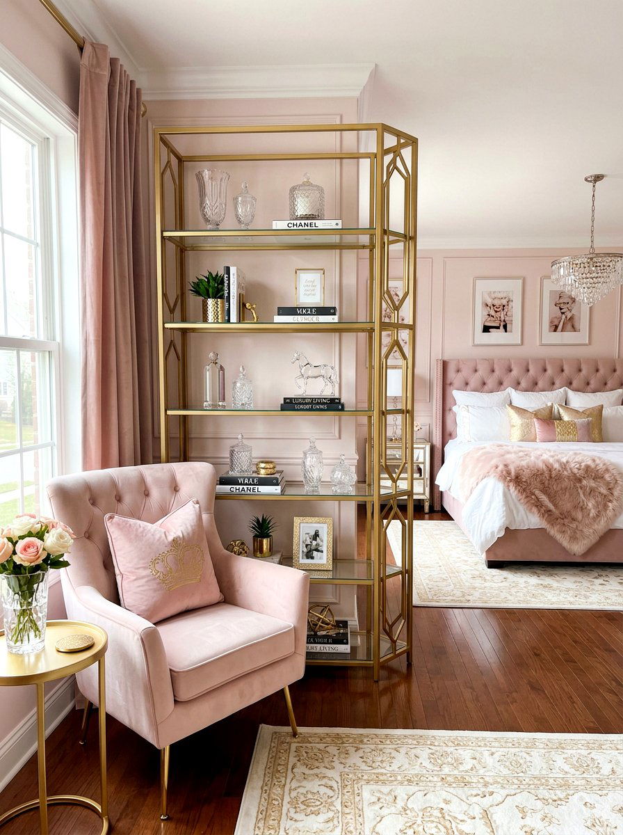 Gold Corner Bookshelf - 30 corner bookshelf ideas