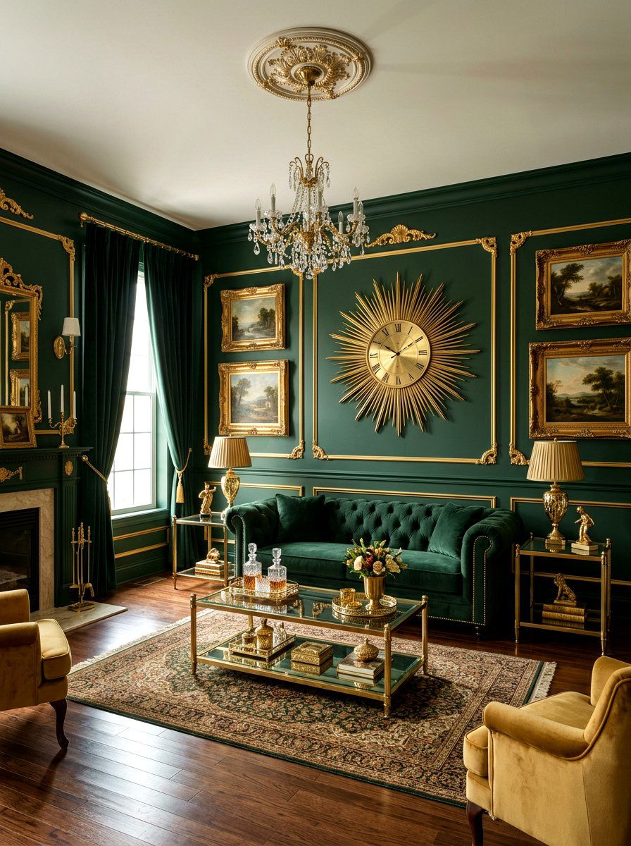 Gold Decor Living Room - 30 moody English living room ideas