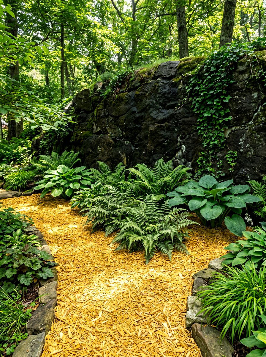 Gold Dyed Mulch - 30 flower bed mulch ideas