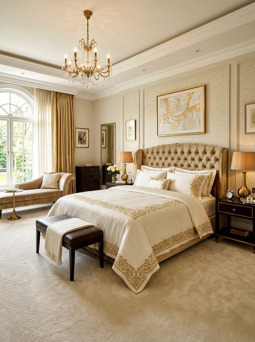 Gold Embroidery Trim Bedding - 30 contrast trim bedding ideas