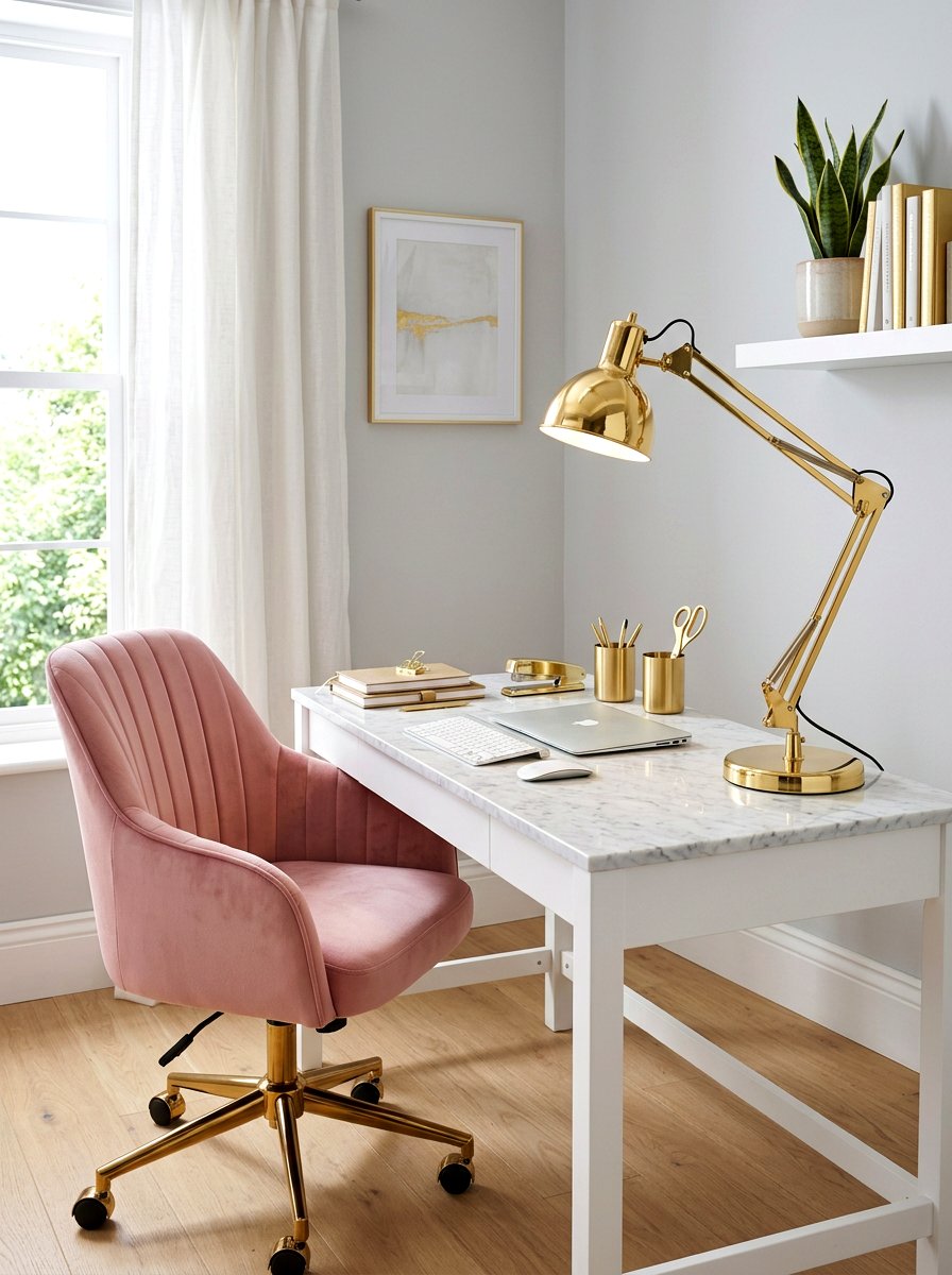 Gold Finished Task Lamp Office - 30 lamp lit office ideas
