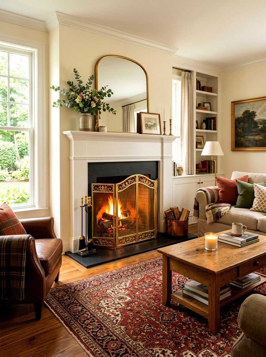 Gold Fireplace Screen - 30 gold accent decor ideas