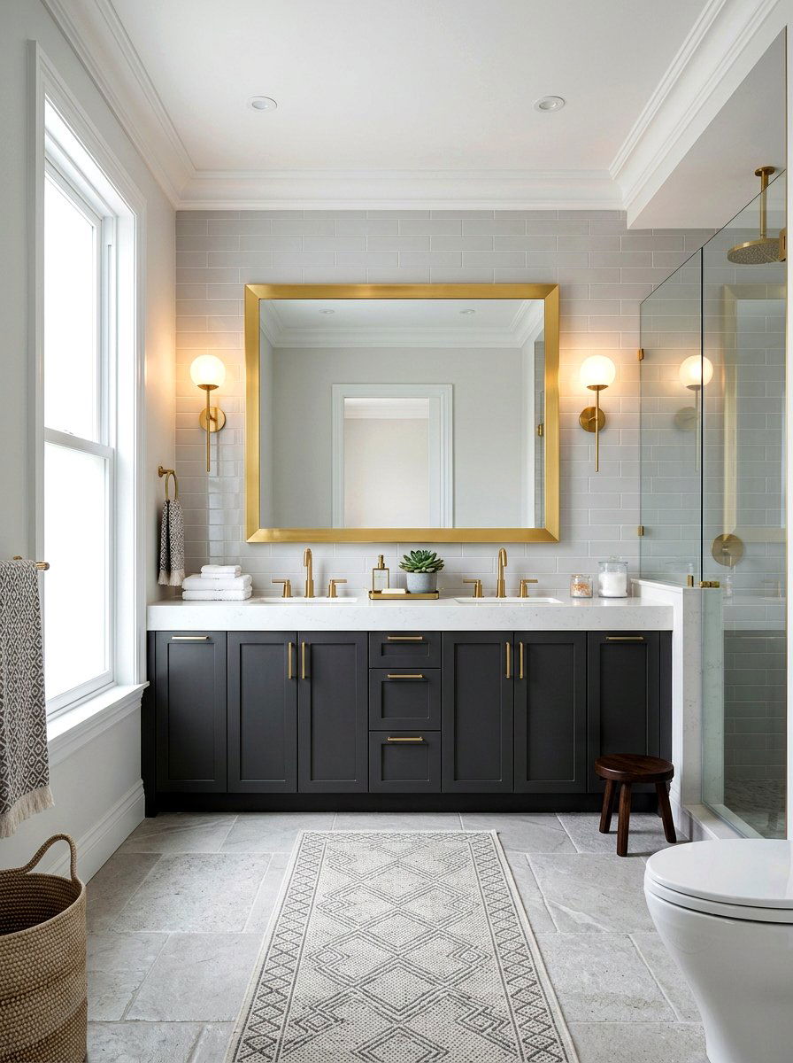 Gold Frame Bathroom Mirror - 30 eclectic bathroom ideas