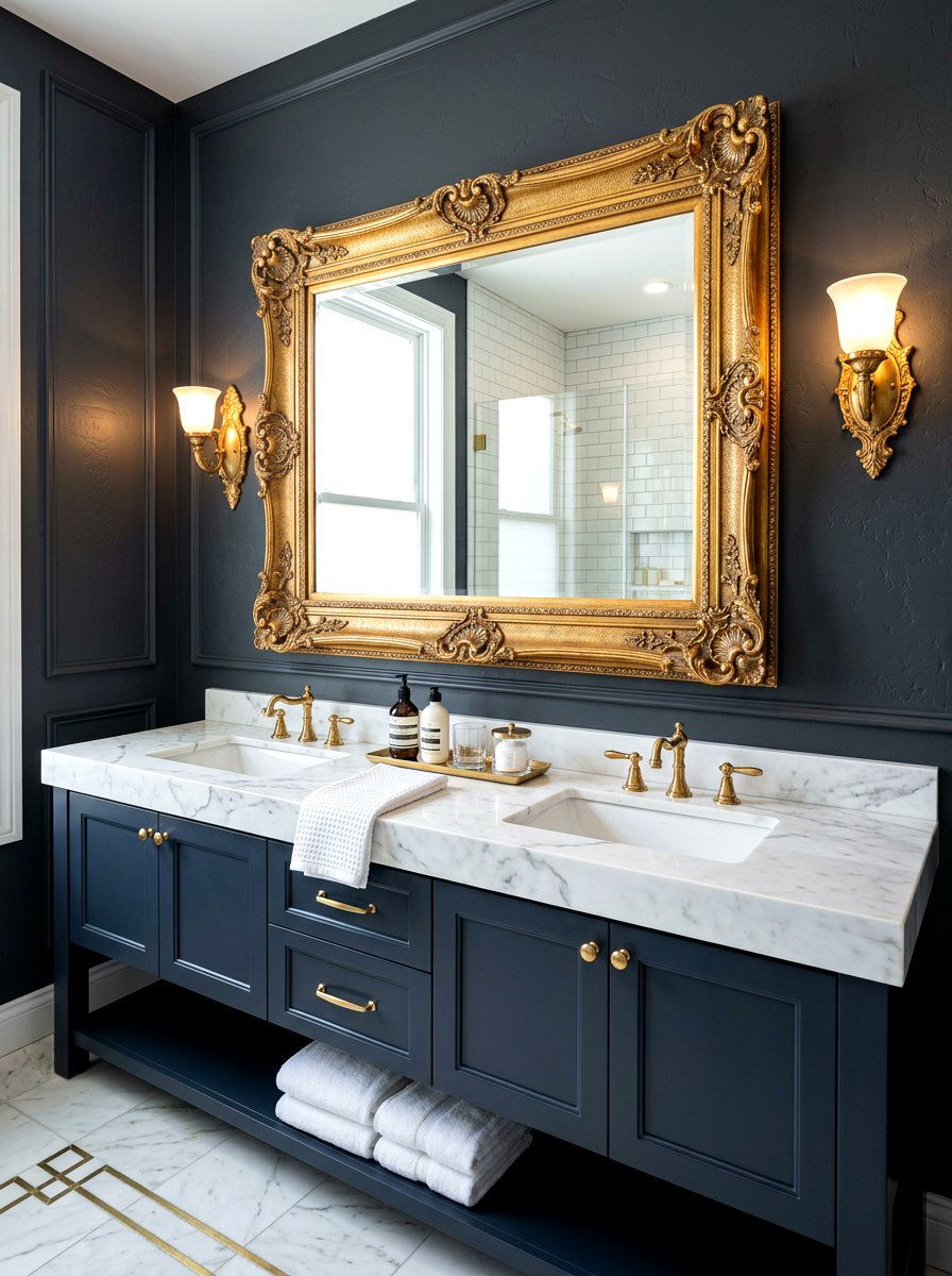 Gold Frame Bathroom Mirror - 30 low light bathroom mood ideas