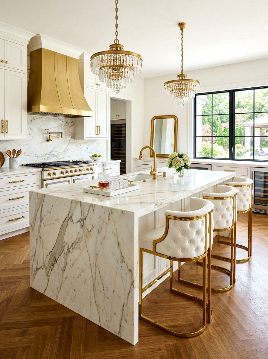 Gold Frame Chairs - 30 kitchen island seating ideas