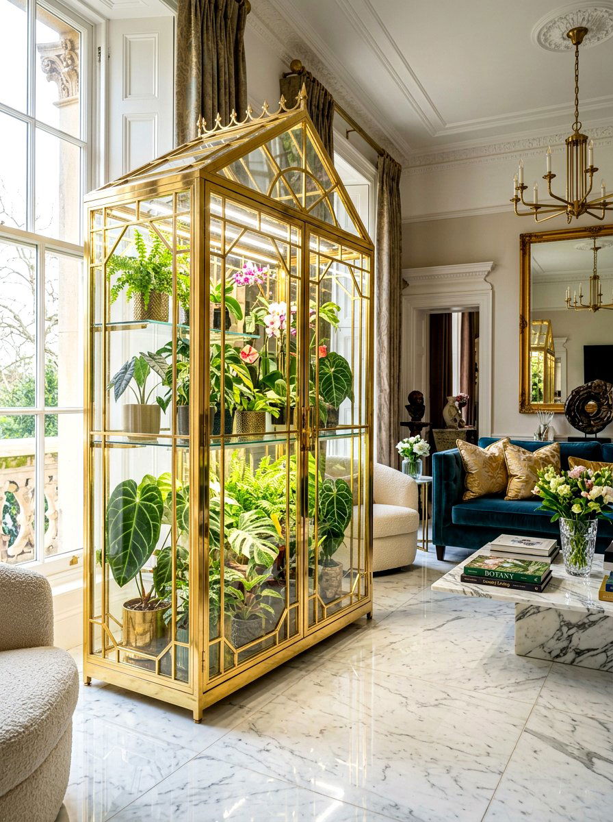 Gold Frame Greenhouse Cabinet - 30 indoor greenhouse cabinet ideas