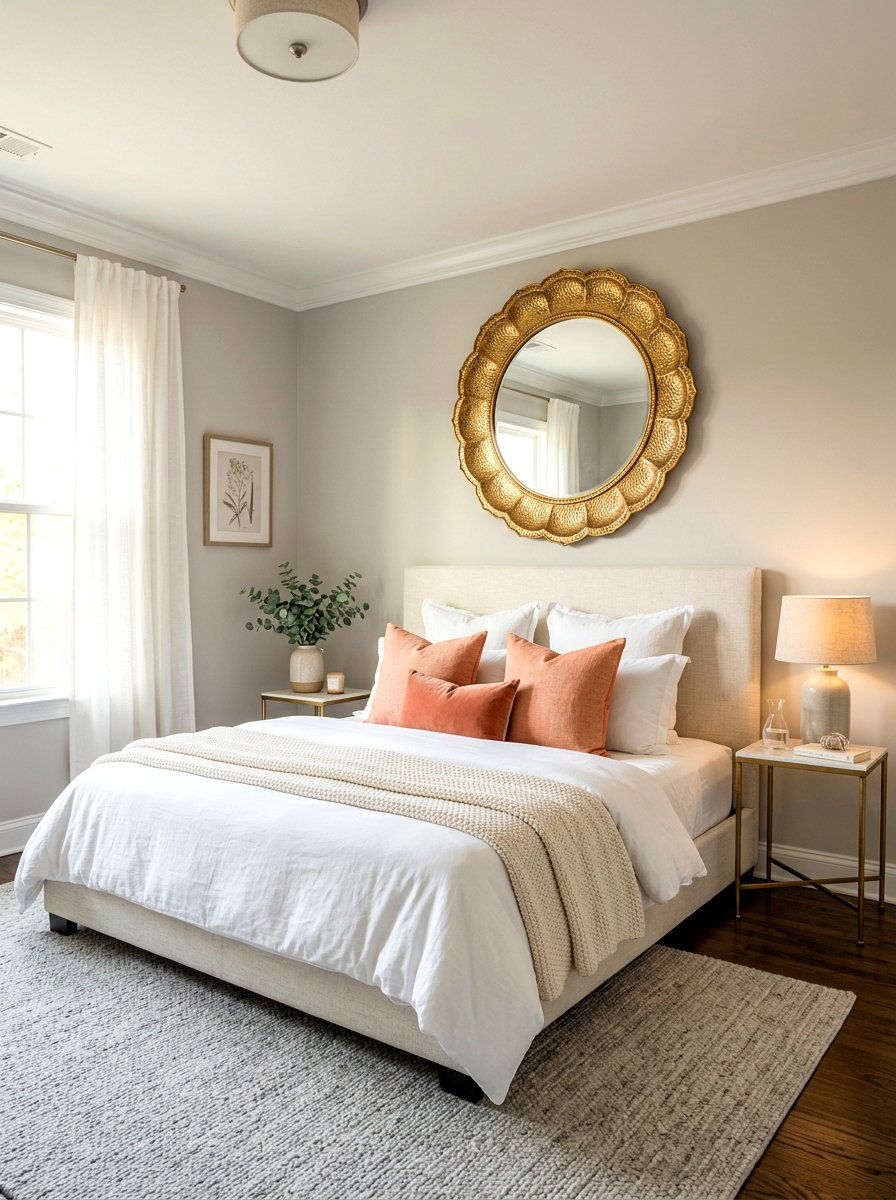 Gold Frame Mirror - 30 sunrise inspired bedroom ideas