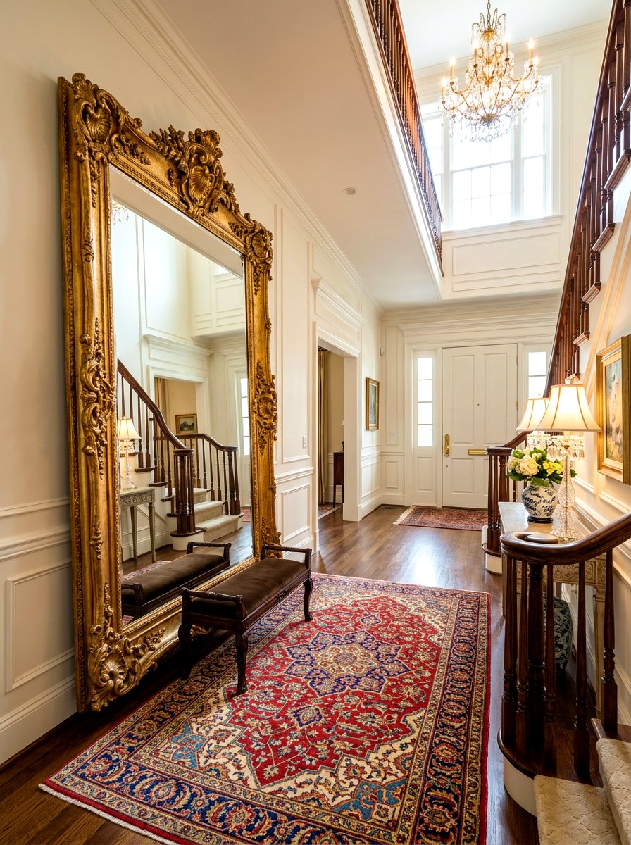 Gold Frame Mirror Foyer - 30 mirror wrapped foyer ideas