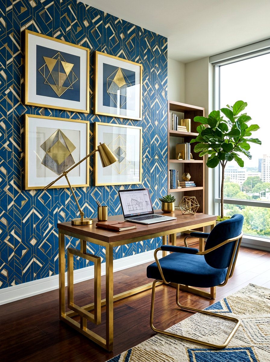 Gold Geometric Decor - 30 maximalist office ideas
