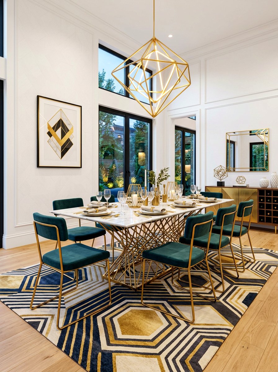 Gold Geometric Dining Room - 30 viral dining room ideas