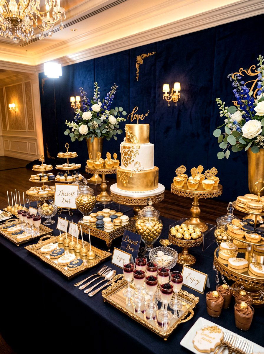 Gold Glam Dessert Station - 30 dessert station aesthetic ideas