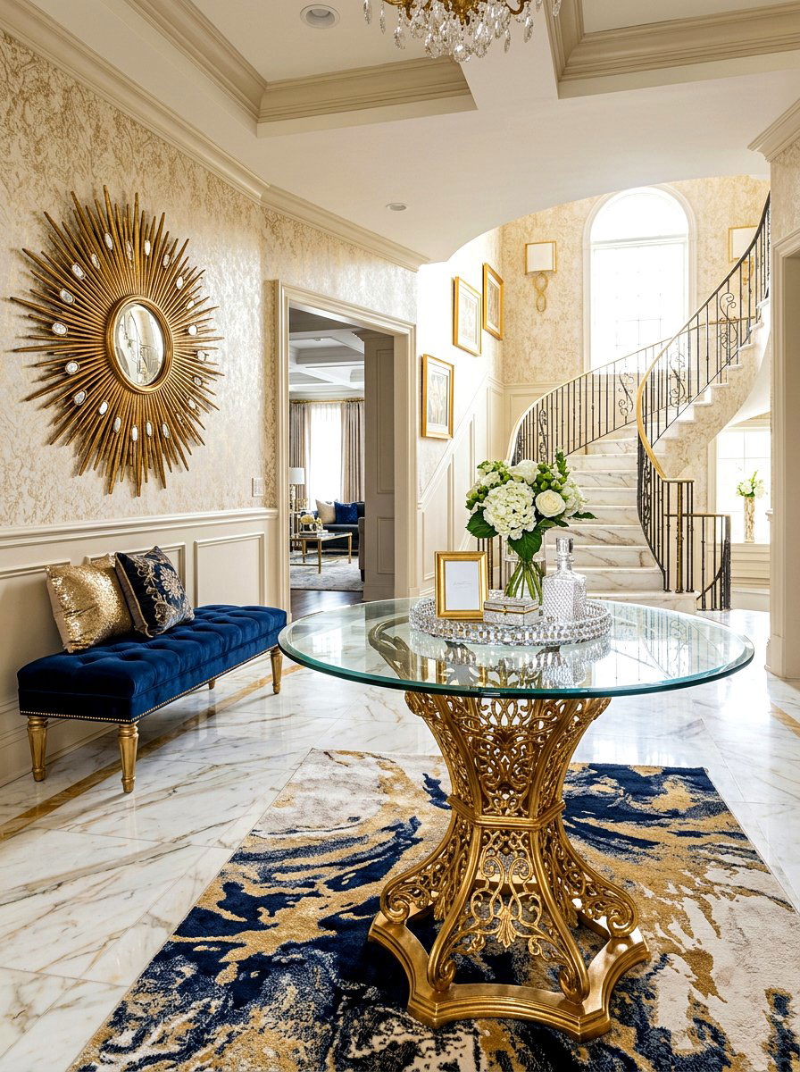 Gold Glass Pedestal Table - 30 pedestal entry table ideas