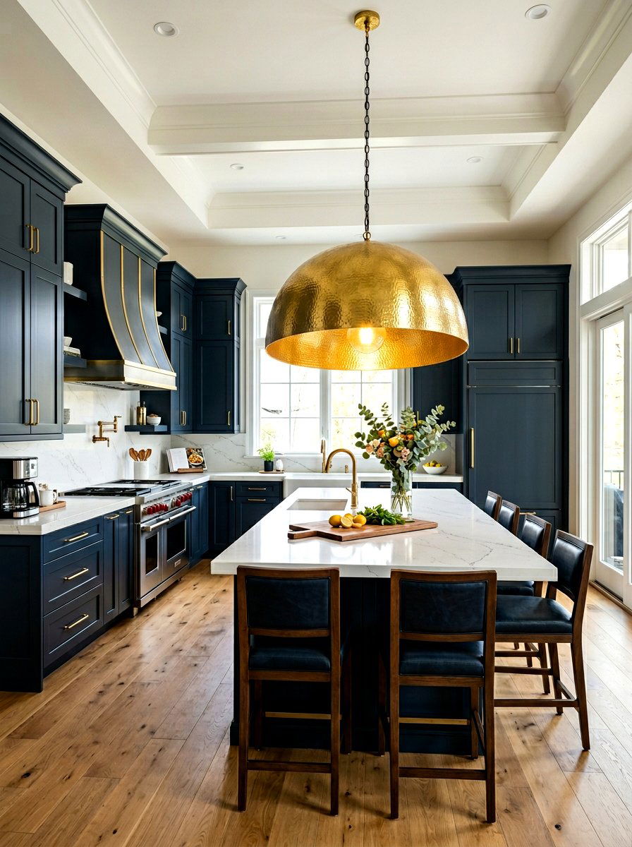 Gold Hammered Kitchen Light - 30 oversized pendant lighting ideas