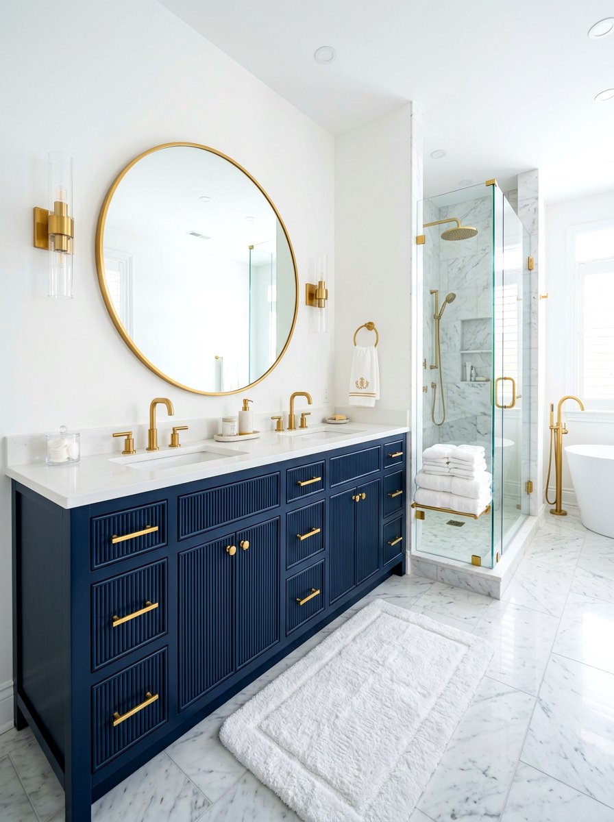 Gold Hardware Bathroom - 30 fluted vanity bathroom ideas