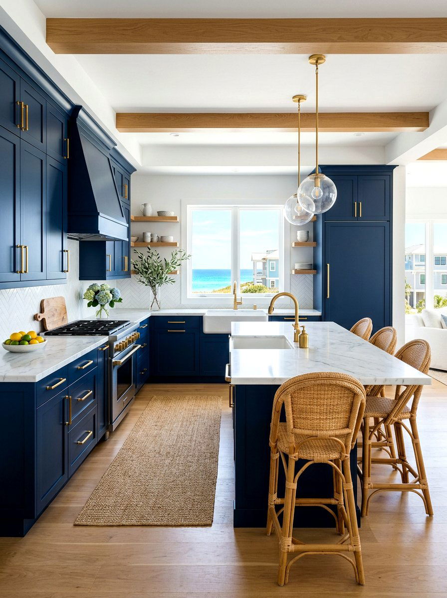 Gold Hardware Coastal Kitchen - 30 coastal kitchen ideas