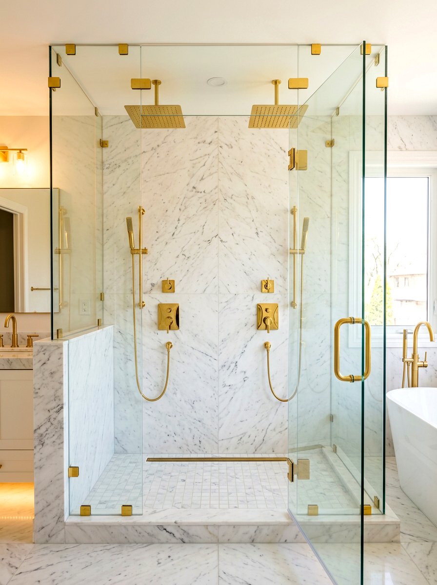 Gold Hardware Double Shower - 30 double shower wall ideas