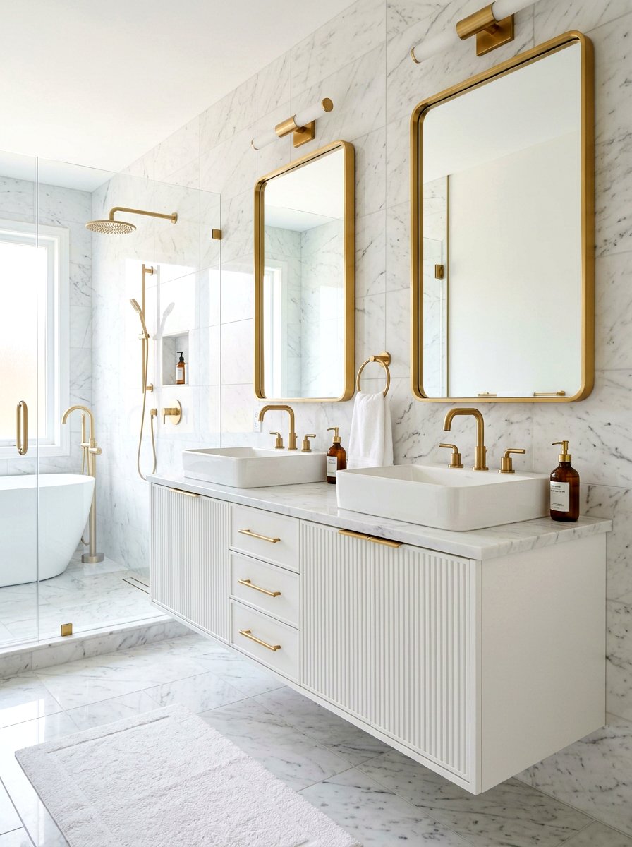 Gold Hardware Floating Vanity Bathroom - 30 floating vanity ideas