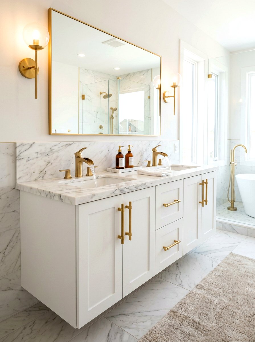 Gold Hardware Vanity - 30 bathroom vanity ideas