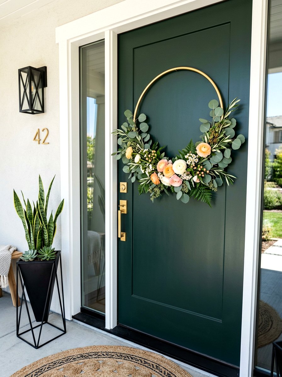 Gold Hoop Wreath - 30 spring wreath ideas for front door