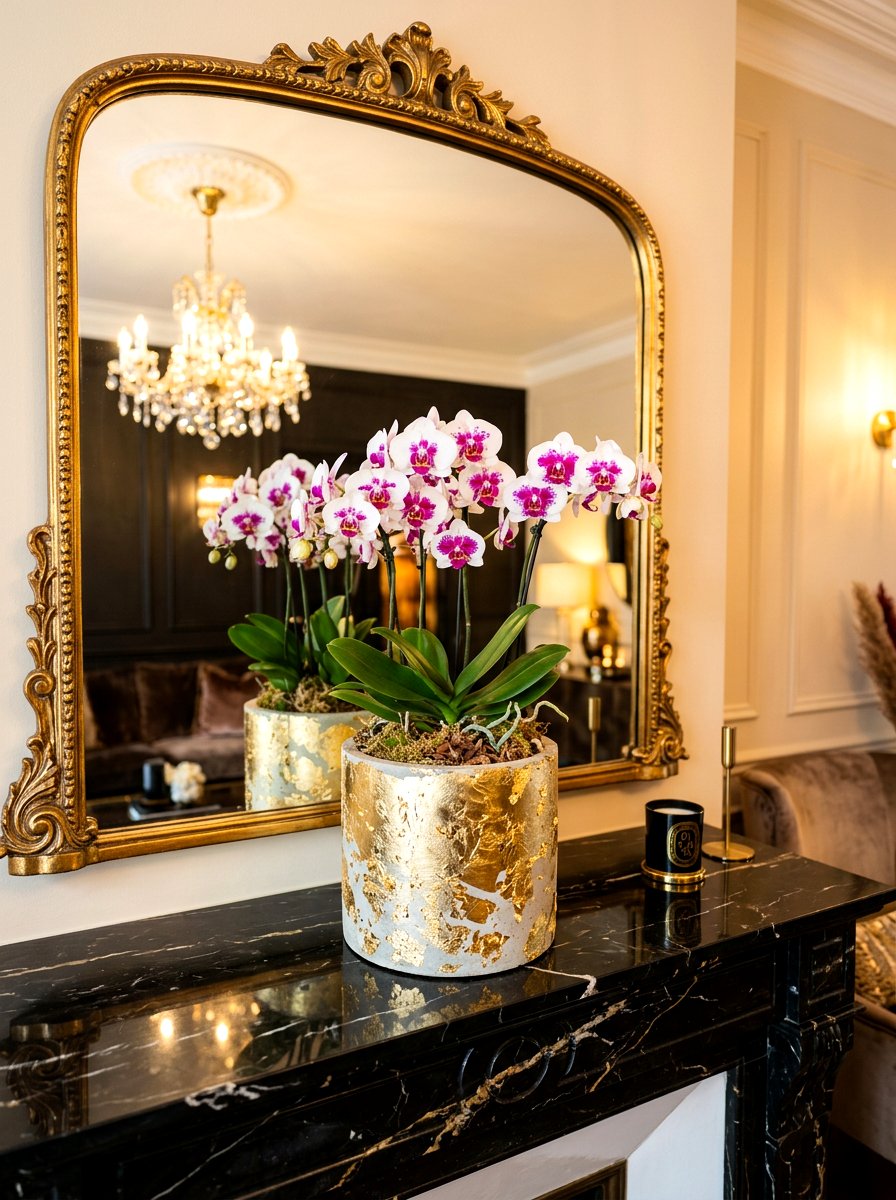 Gold Leaf Concrete Planter - 30 concrete planter ideas