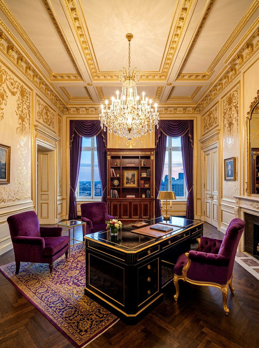 Gold Leaf Inlay Molding - 30 office wall molding ideas