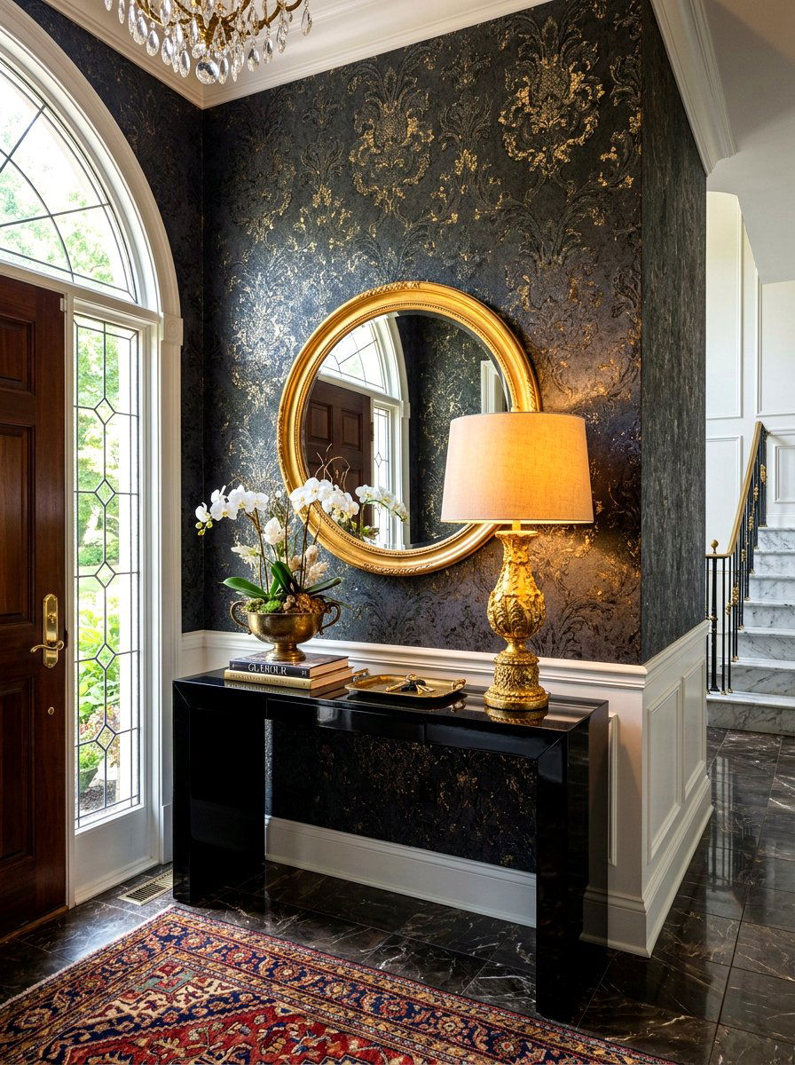 Gold Leaf Lamp - 30 console table lamp ideas