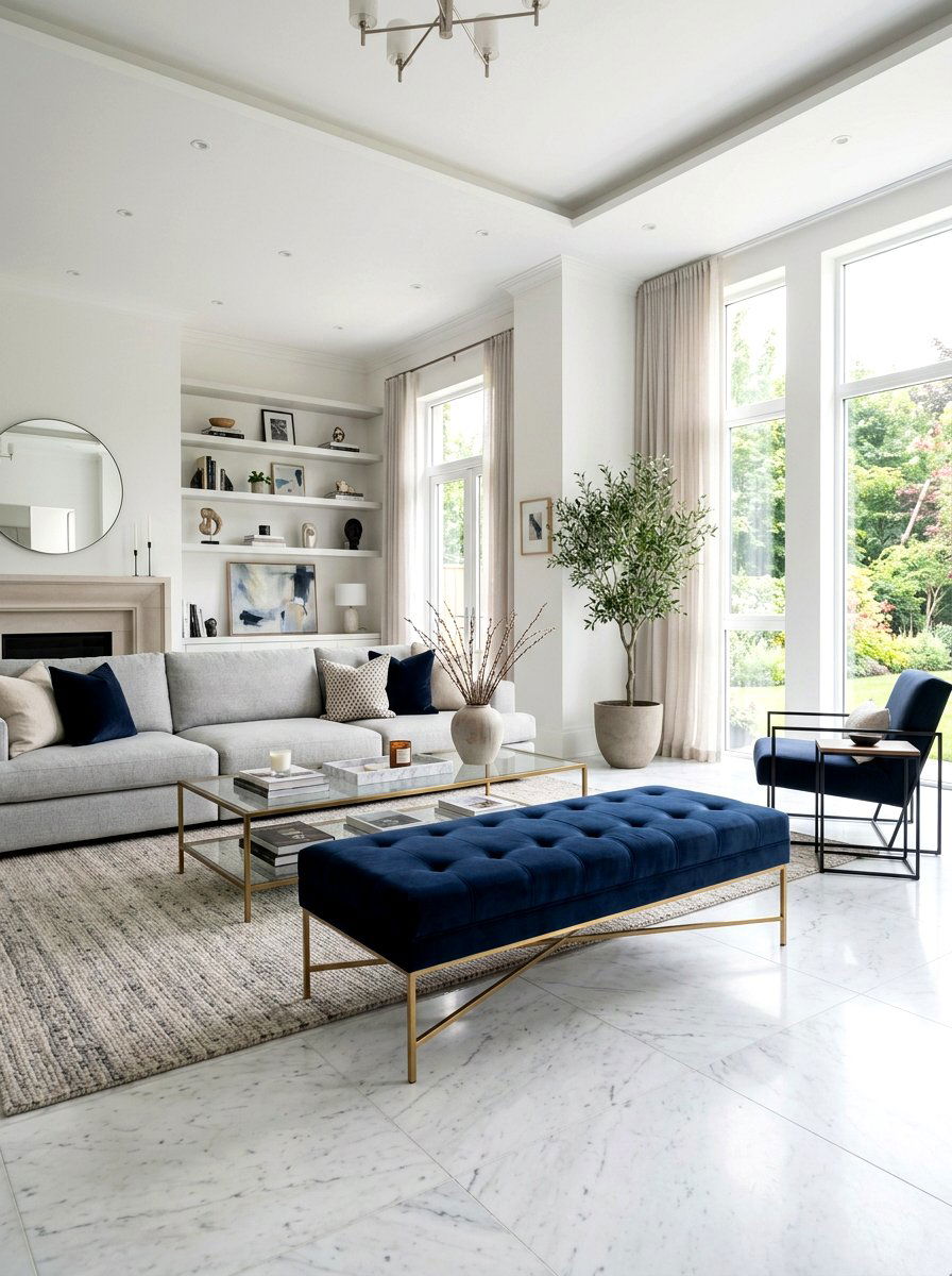 Gold Leg Upholstered Ottoman - 30 ottoman coffee table ideas