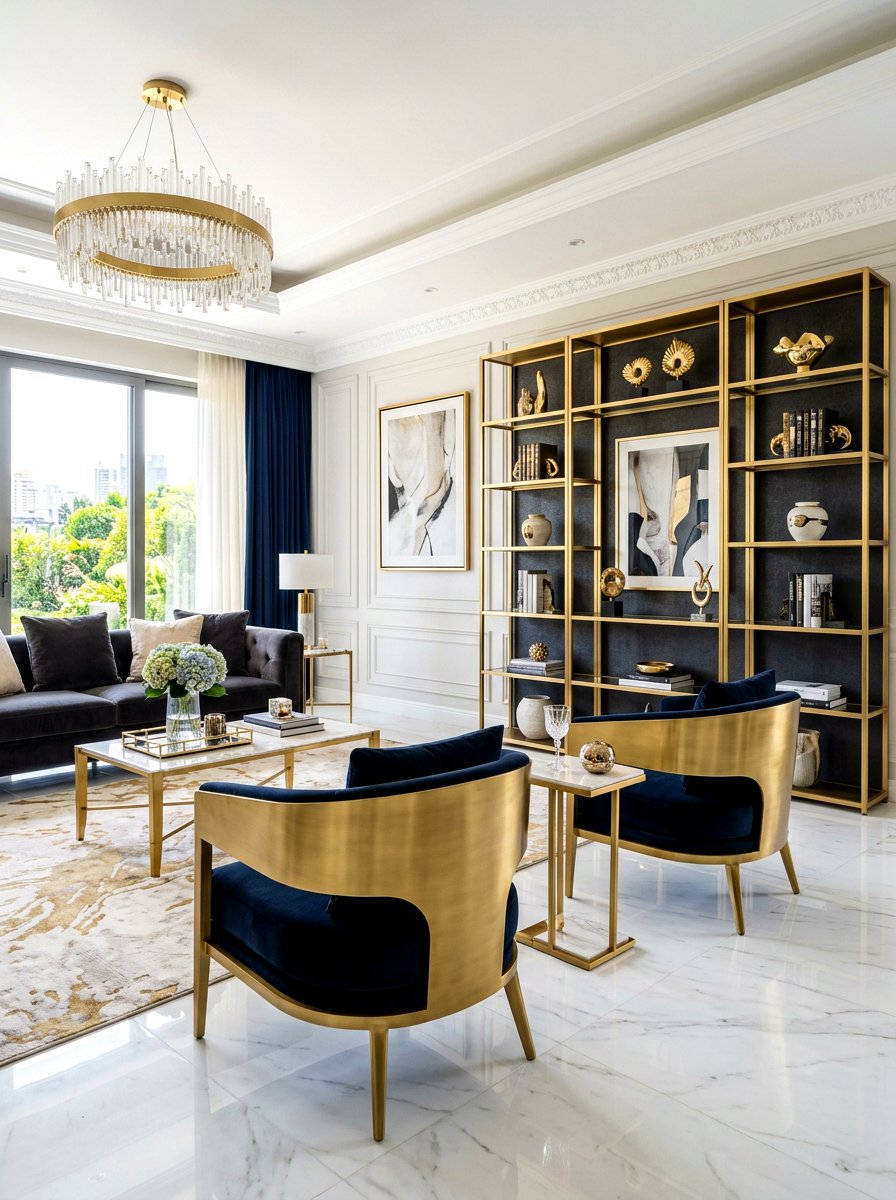 Gold Luxury Furniture - 30 futuristic glam living room ideas