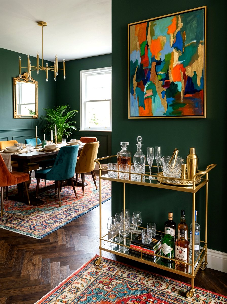 Gold Metal Bar Cart - 30 polished metal decor ideas