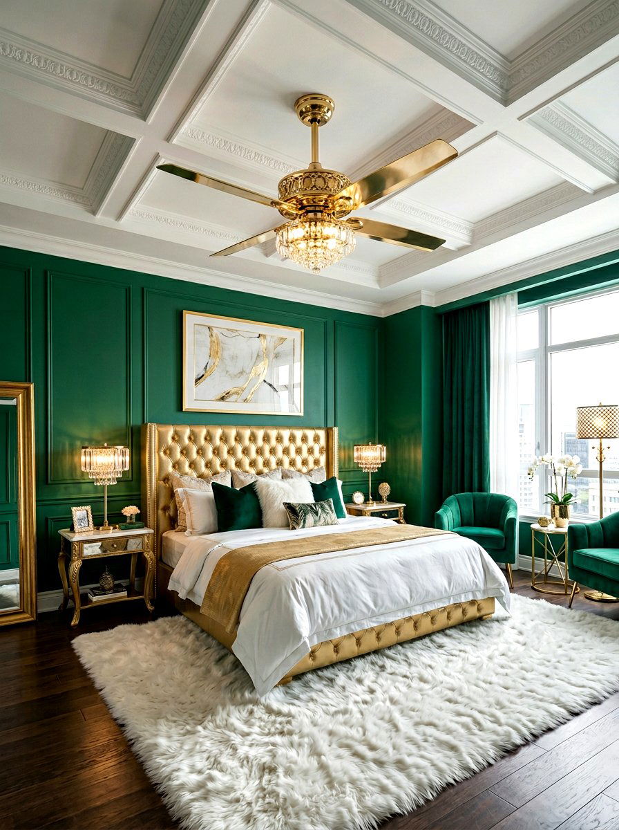 Gold Metal Ceiling Fan - 30 bedroom ceiling fan ideas