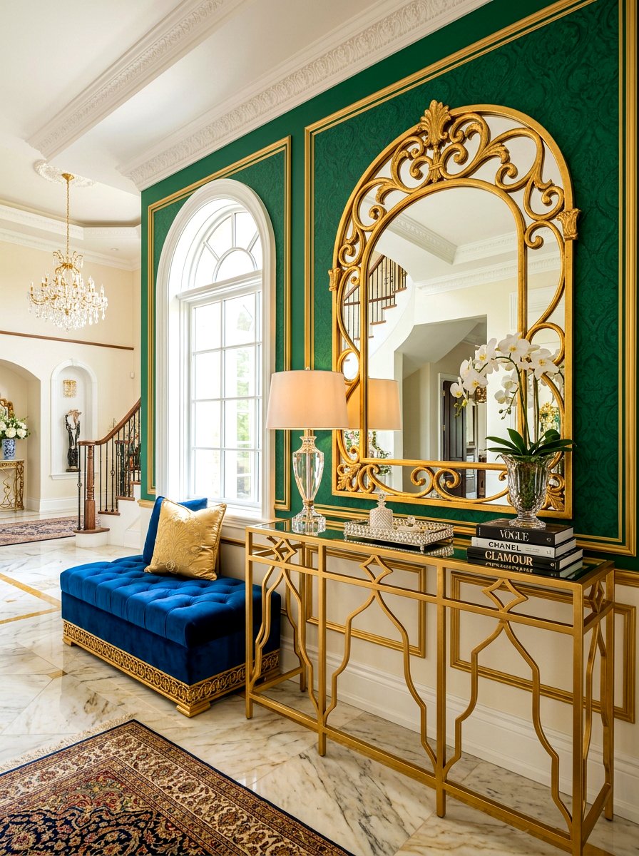 Gold Metal Console - 30 entryway table ideas