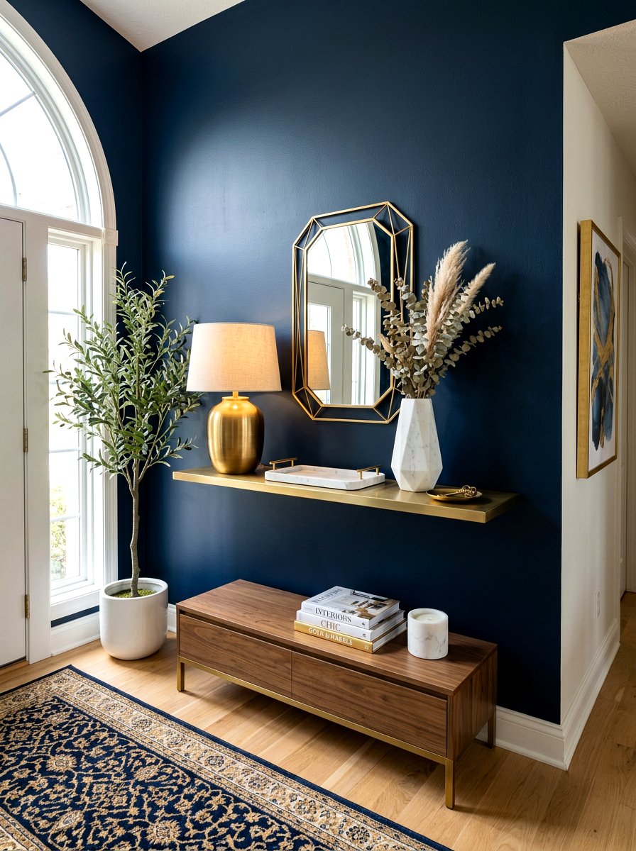 Gold Metal Floating Entry Shelf - 30 floating entry shelf ideas