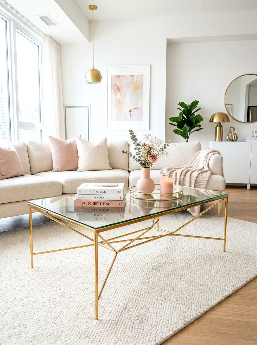 Gold Metal Frame Coffee Table - 30 oversized coffee table ideas