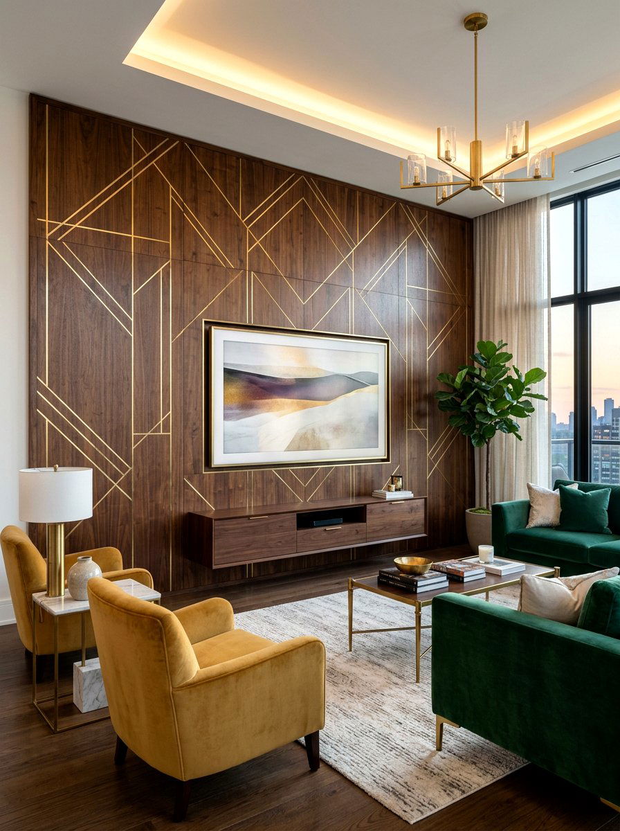 Gold Metal Inlay - 30 tv wall ideas