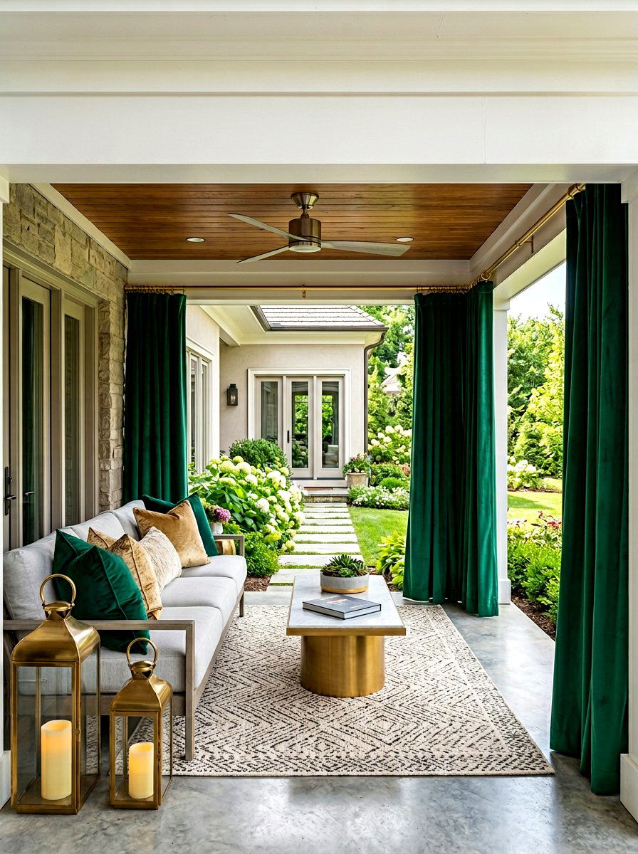 Gold Metal Outdoor Curtain Rod - 30 outdoor curtain rod ideas