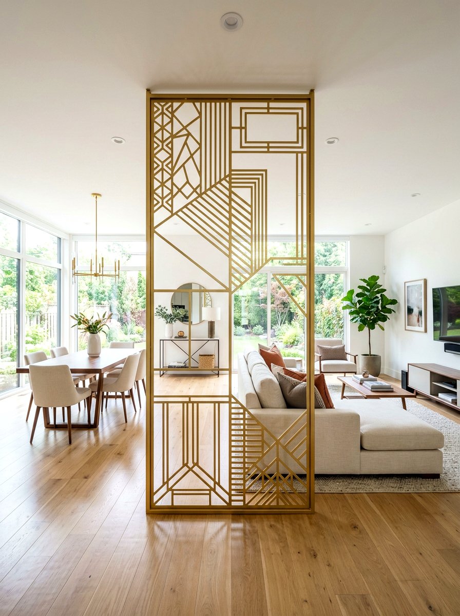 Gold Metal Room Divider - 30 polished metal decor ideas