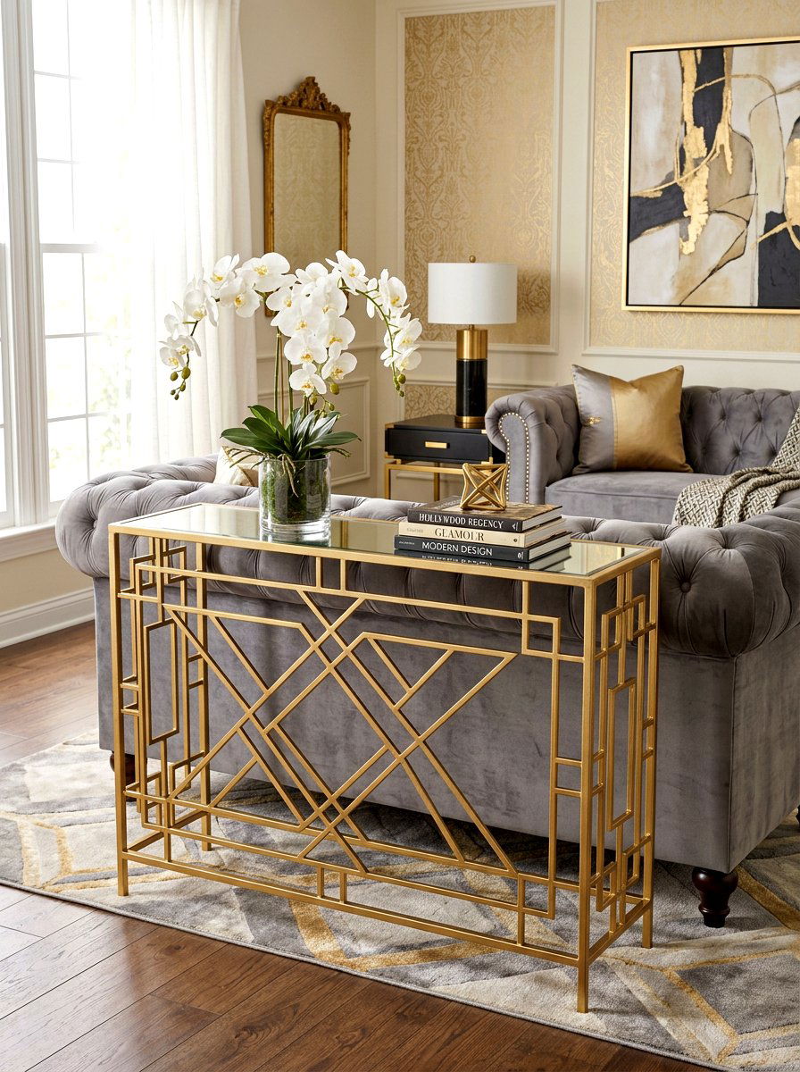 Gold Metal Sofa Table - 30 sofa table ideas