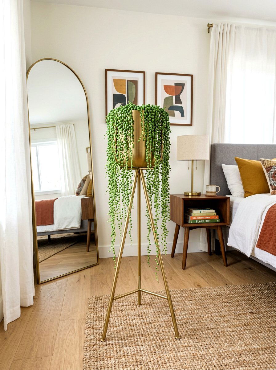Gold Metal Tripod Planter - 30 metal planter ideas