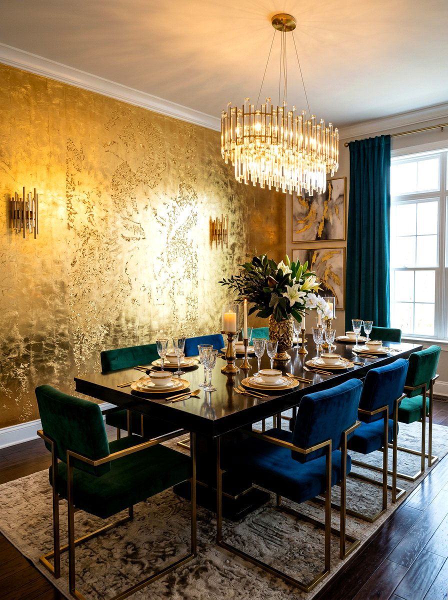 Gold Metallic Accent Wall - 30 accent wall ideas